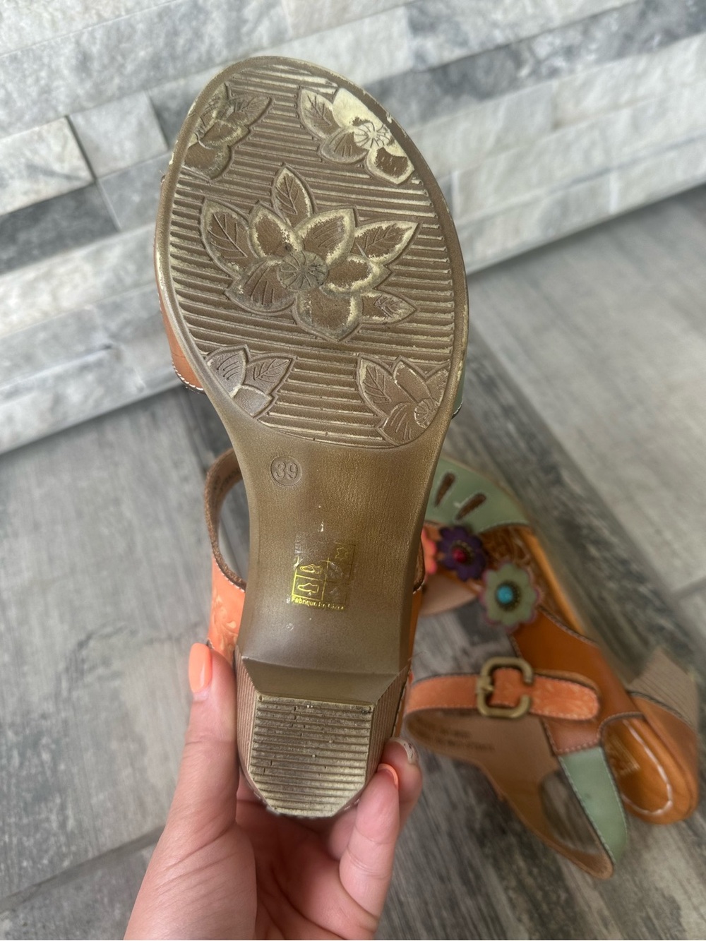 NEW L'Artiste by Spring Step Yovela  Floral Leather Sandals Size 39 - Picture 10 of 12